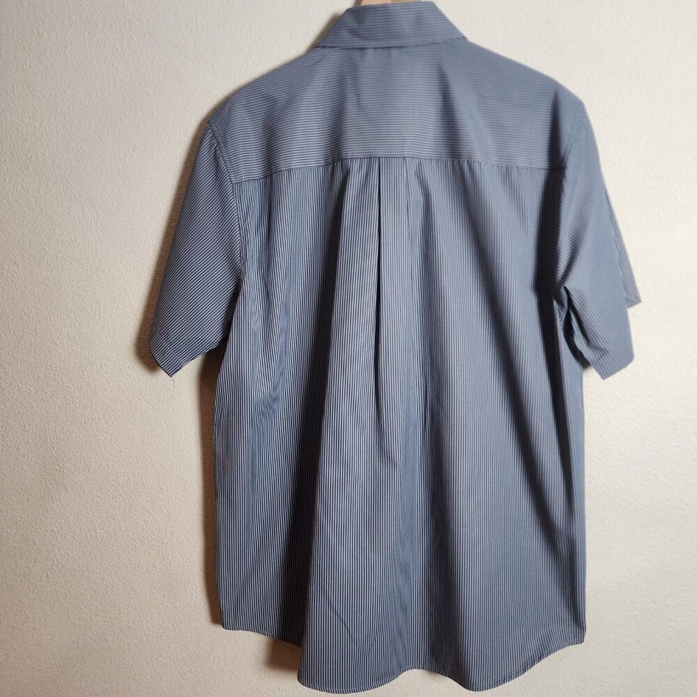 Dixxon Workforce Shirt Mens XL Blue Striped Short Sleeve Button Up Workwear - Picture 8 of 10
